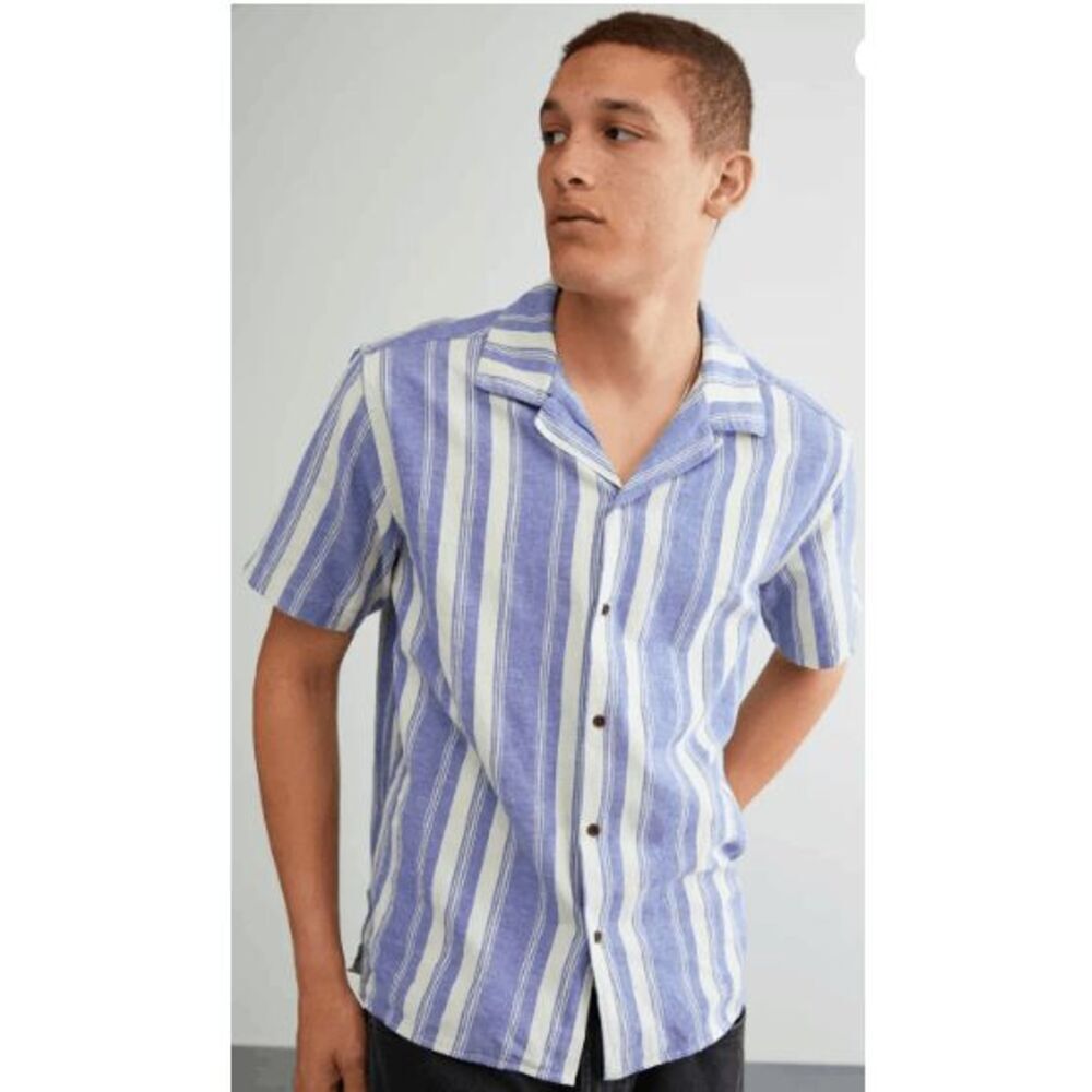 Katin Ian Striped Shirt Cotton Linen Size L  A